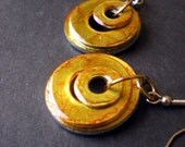 Honey Gold Earrings - Monochrome Jewelry - Washer Earrings - Hardware Jewelry - Unique Jewelry - Fall Colors - MaddDoggofTomorrow