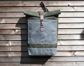 Waxed canvas rucksack/backpack with roll up top and double waxed bottem UNISEX