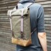 Waxed canvas rucksack/backpack with roll up top and double waxed bottom UNISEX