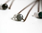 Shades of Ice Necklace / Quartz and Labradorite Gemstones with Copper Chain / Modern and Minimalist