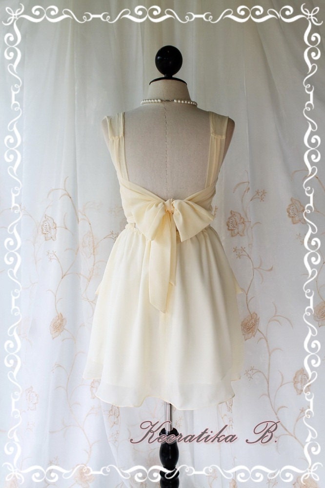 A Party - Prom Party Cocktail Bridesmaid Dinner Wedding Night Dress Soft French Cream Vanilla Pale Yellow Classy Sexy Party Dress