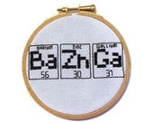 Big Bang Theory Cross Stitch Hoop Bazinga Periodic Table Geek