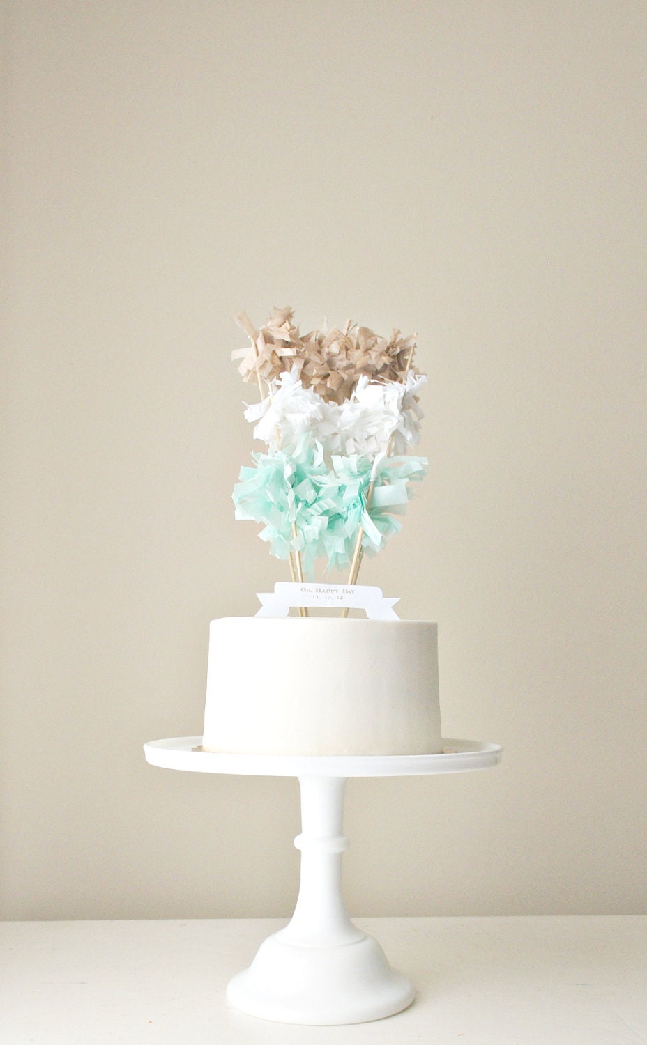 Multi-Fringe-Garland Cake Topper (You choose colors) with Custom Banner. Color Blocking Meets Cake. Il_170x135