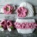 Emma Beanie, Headband, Diaper Cover and Macthing Booties Available in Newborn to 12 Months Size- MADE TO ORDER