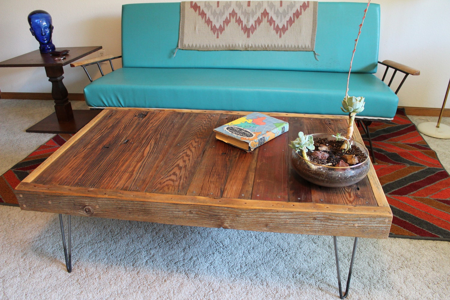ARCHIE Reclaimed Wood Coffee Table with Hairpin Legs