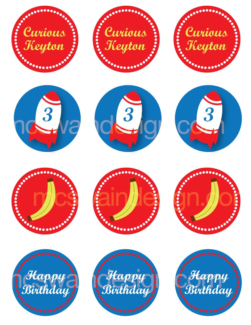 Curious George Inspired Party Circles - Printable