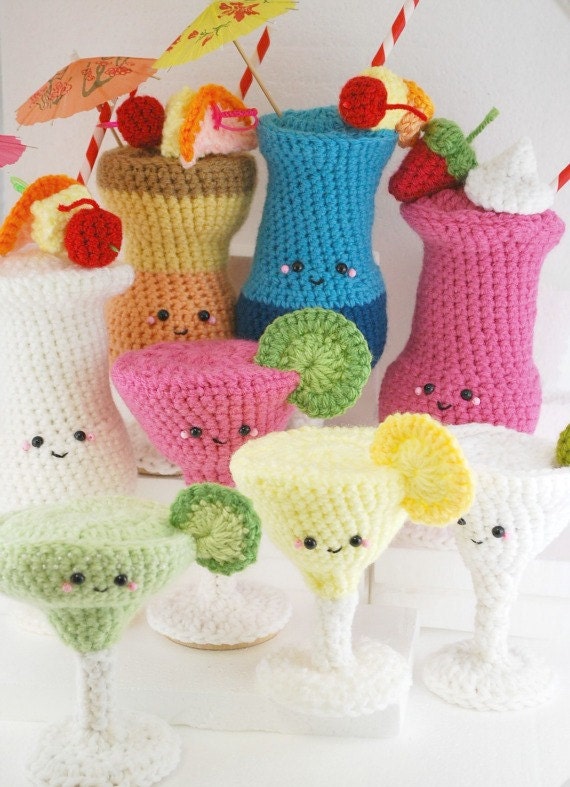 PDF Pattern- 8 Amigurumi Crochet Cocktails