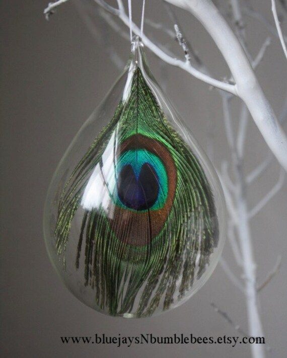 hand blown glass peacock ornament