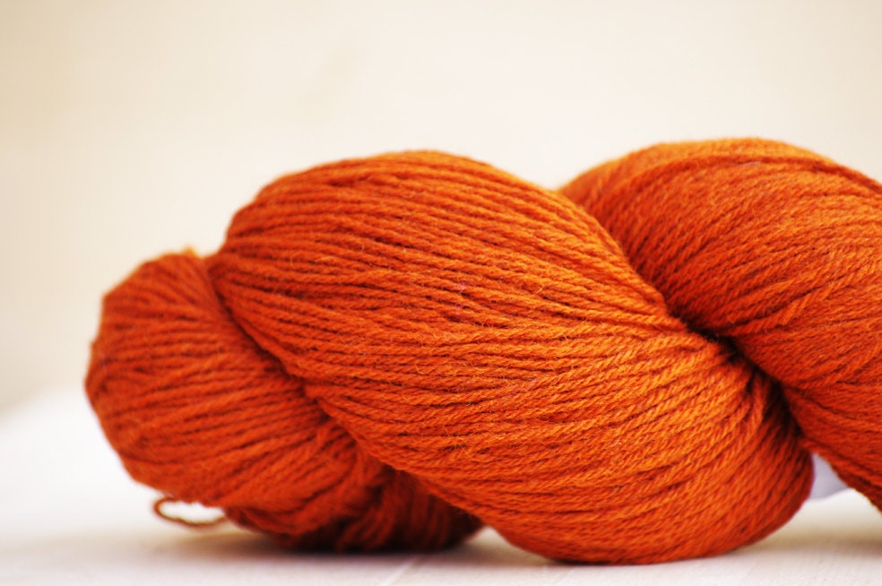 100% Wool Yarn 200 g, Pumpkin Orange, Fingering 3ply, Halloween, dk, Mega-Yardage FREE SHIPPING WORLDWIDE