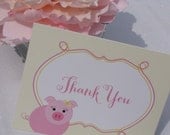 Adorable Pink Pig Thank You Cards / Set of 10