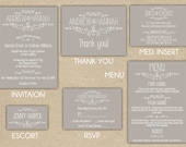 Vintage Wedding Invitation Collection -Printable DIY. printed country chic (1054)