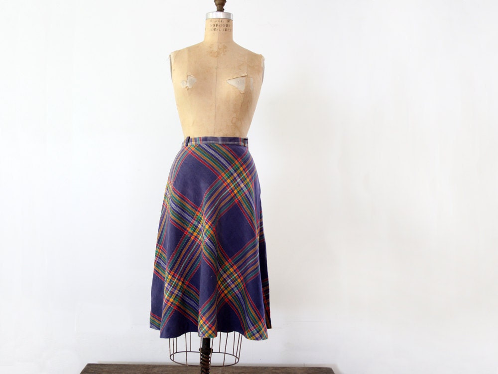 1970s Skirt // Vintage Plaid Skirt