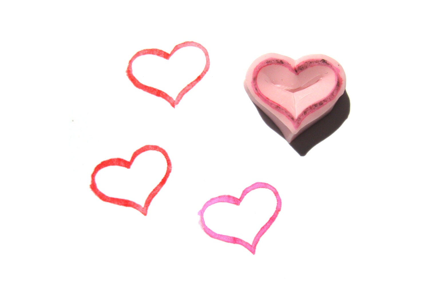 Mini Heart Hand Carved Rubber Stamp