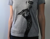 Peacock T-shirt - Grey - Original Screen Print