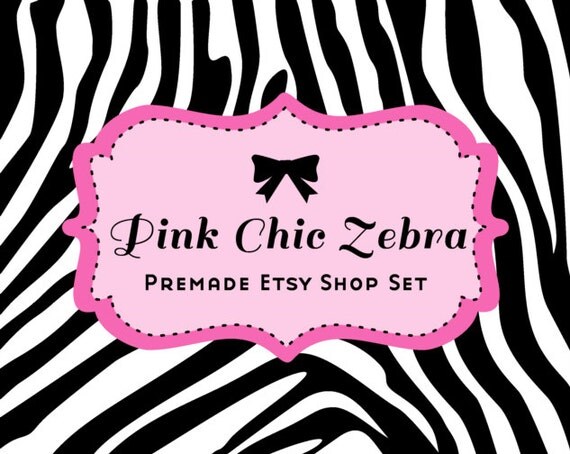 Etsy shop banner - Pink Chic Zebra Etsy Premade Banner set Il_570xn