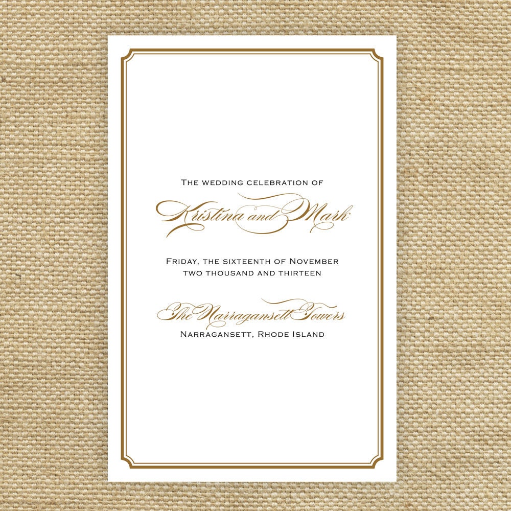 Gold Wedding Program Gold Program Ceremony Program Booklet Program Digital File for Self-Print