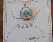 necklace. retro typewriter. original artwork. PLAY