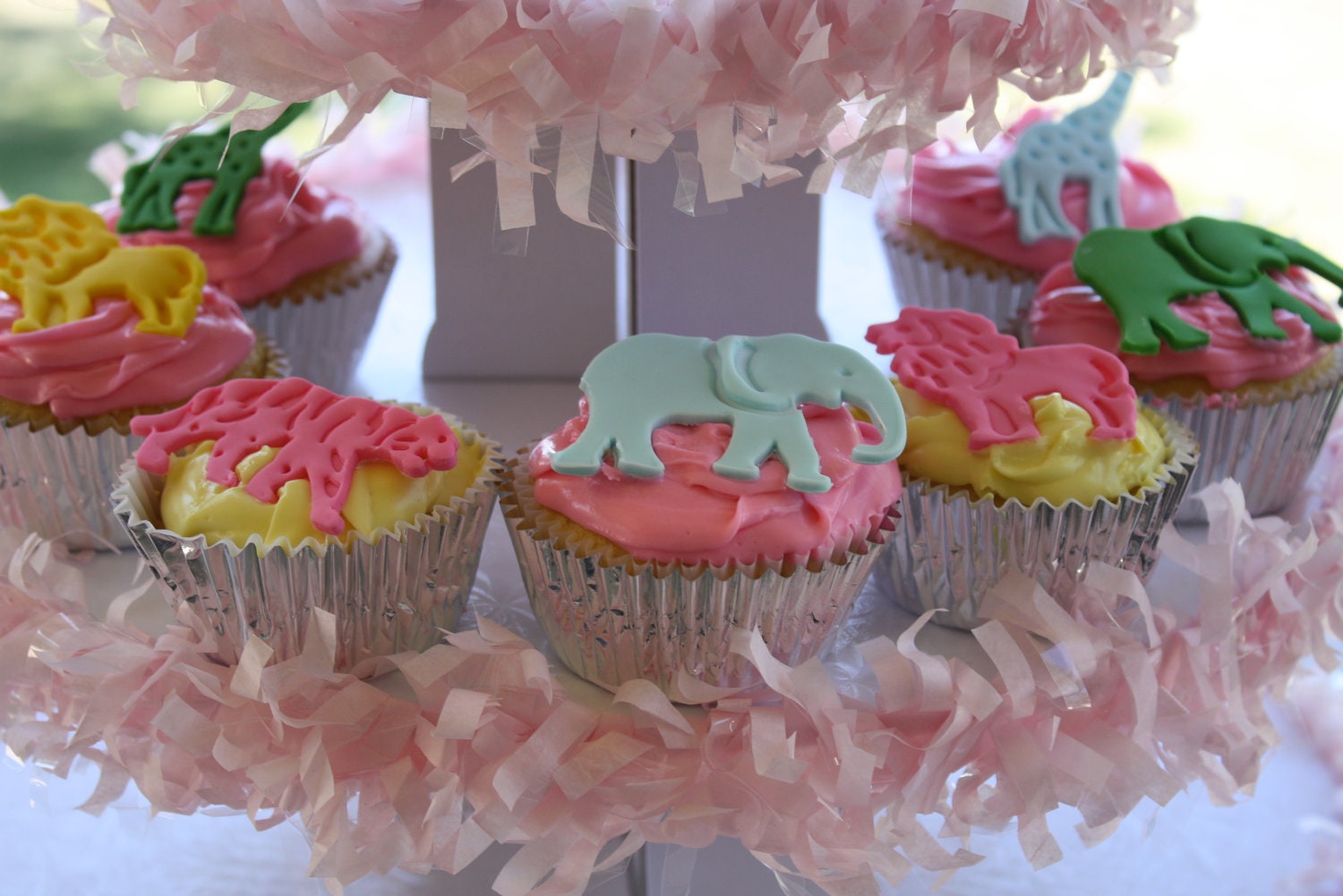 Fondant Girl's Circus Animal Cupcake Toppers One Dozen