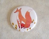 Noble Fox Pocket Mirror Mini Illustration Art 2.25"