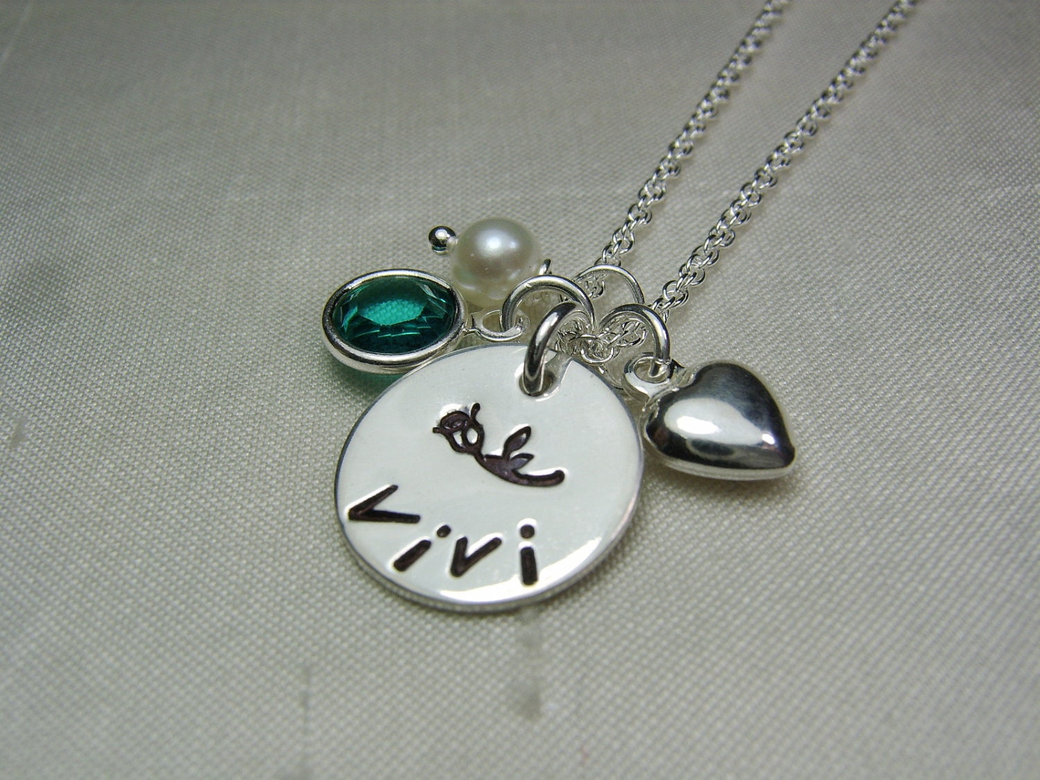 Personalized Necklace - Monogram Name Birthstone Necklace