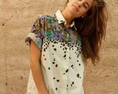 90s HAWAIIAN print FLORAL golden girls CHEETAH short sleeve slouchy blouse