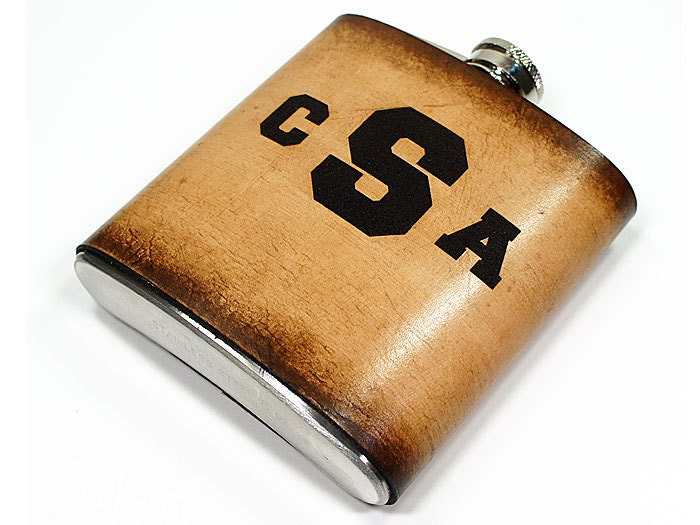 6oz Personalized Stainless Steel Flask - Antique