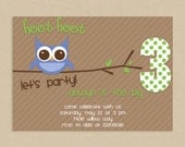 Printable Birthday Party Invitation 4x6 or 5x7 Hoot Hoot Owl