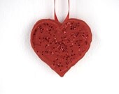 Ornament Sugar Heart Red Hand Piped Hand Made Christmas Weddings Valentines BIrthdays Love Fun Favors