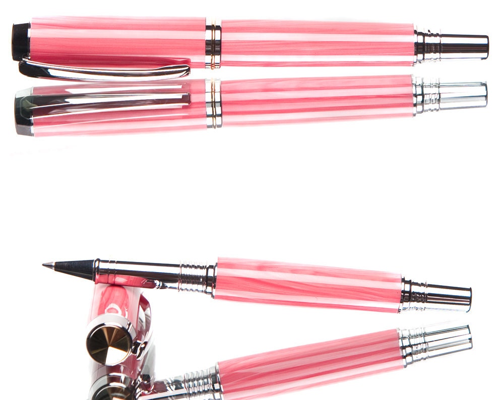 Pink Pen Rollerball Handmade with Asian Coral perfect gift for a woman Luxury writing