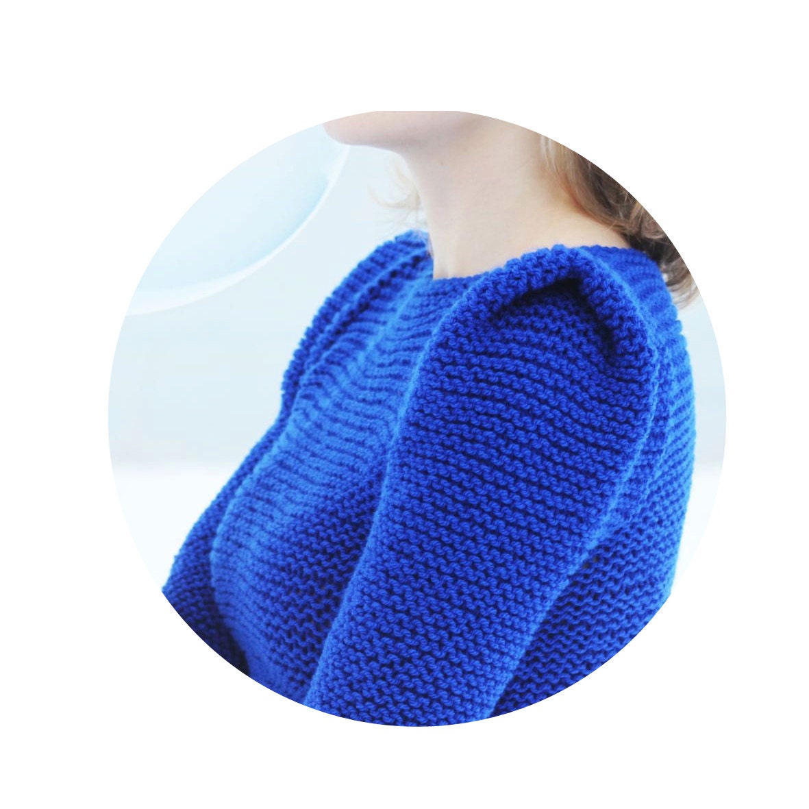 Electric blue women hand knit SPRING/SUMMER sweater modern fashion sharp shoulders clean simple"Electric Chic"