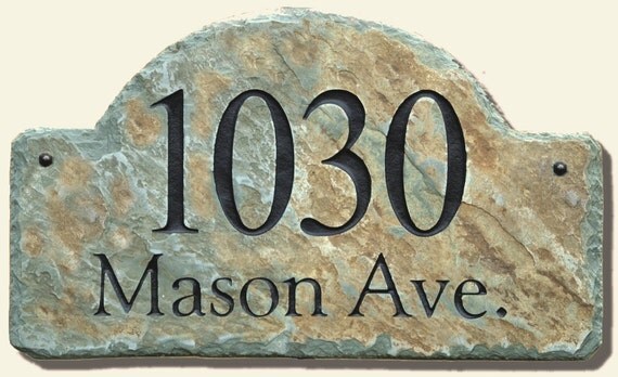 Address Plaque ARCH / CARVED STONE / Sign / Marker / Slate / House  Home Number Column Mailbox