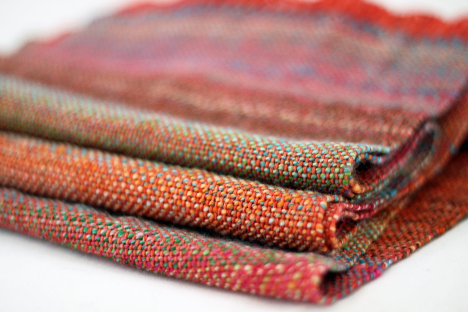 Handwoven Scarf - Handdyed - Handspun - SW Merino - Brighten Winter