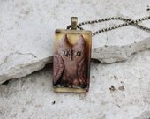 Primitive Owl Photo Glass Tile Pendant Jewelry