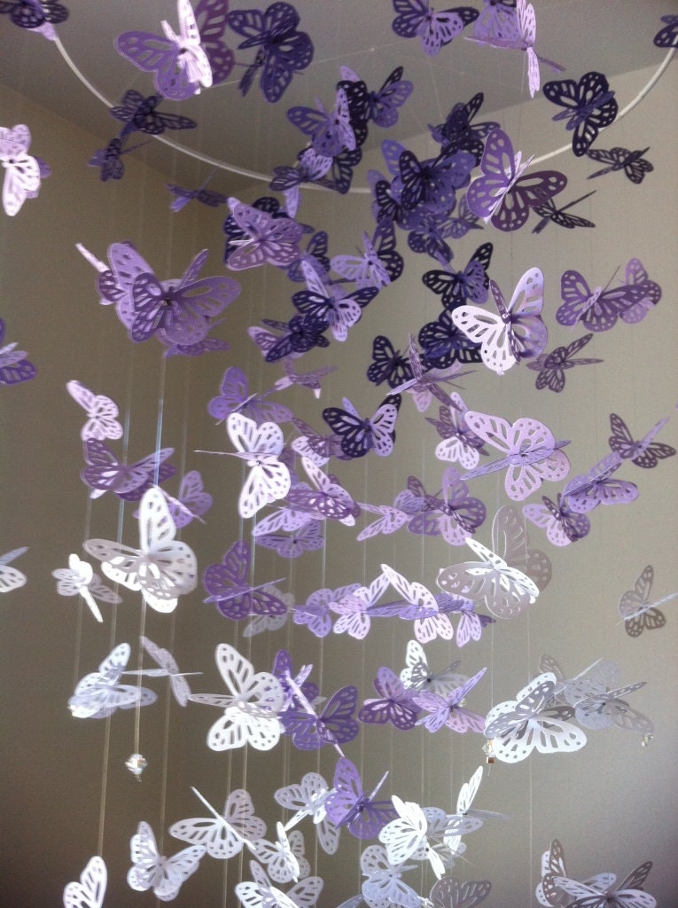 Monarch Butterfly Chandelier Mobile - purple version II