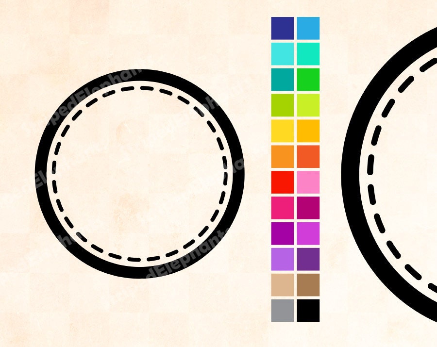 Digital Frames - Stitched Circle Frames 1 - Clip Art Frames - Personal and Commercial - Instant Delivery