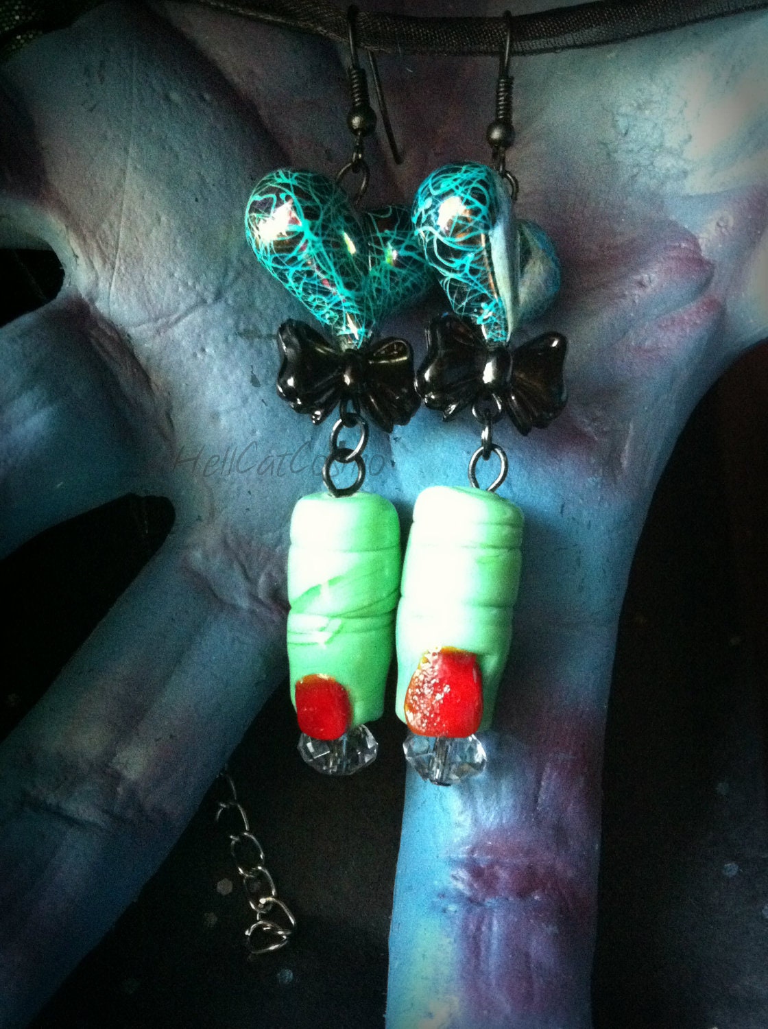 Glass ZOMBIE FINGER earrings