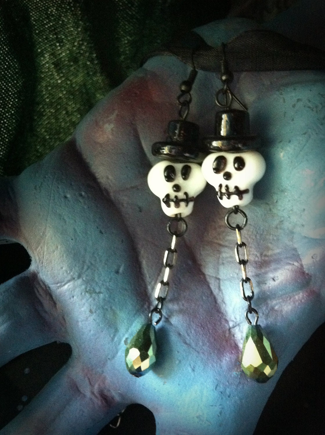 Top Hat and Skulls Dangle earrings