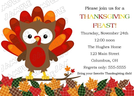 Thanksgiving dinner turkey invitation...DIY you print custom photo card by delightfulprints Il_570xn