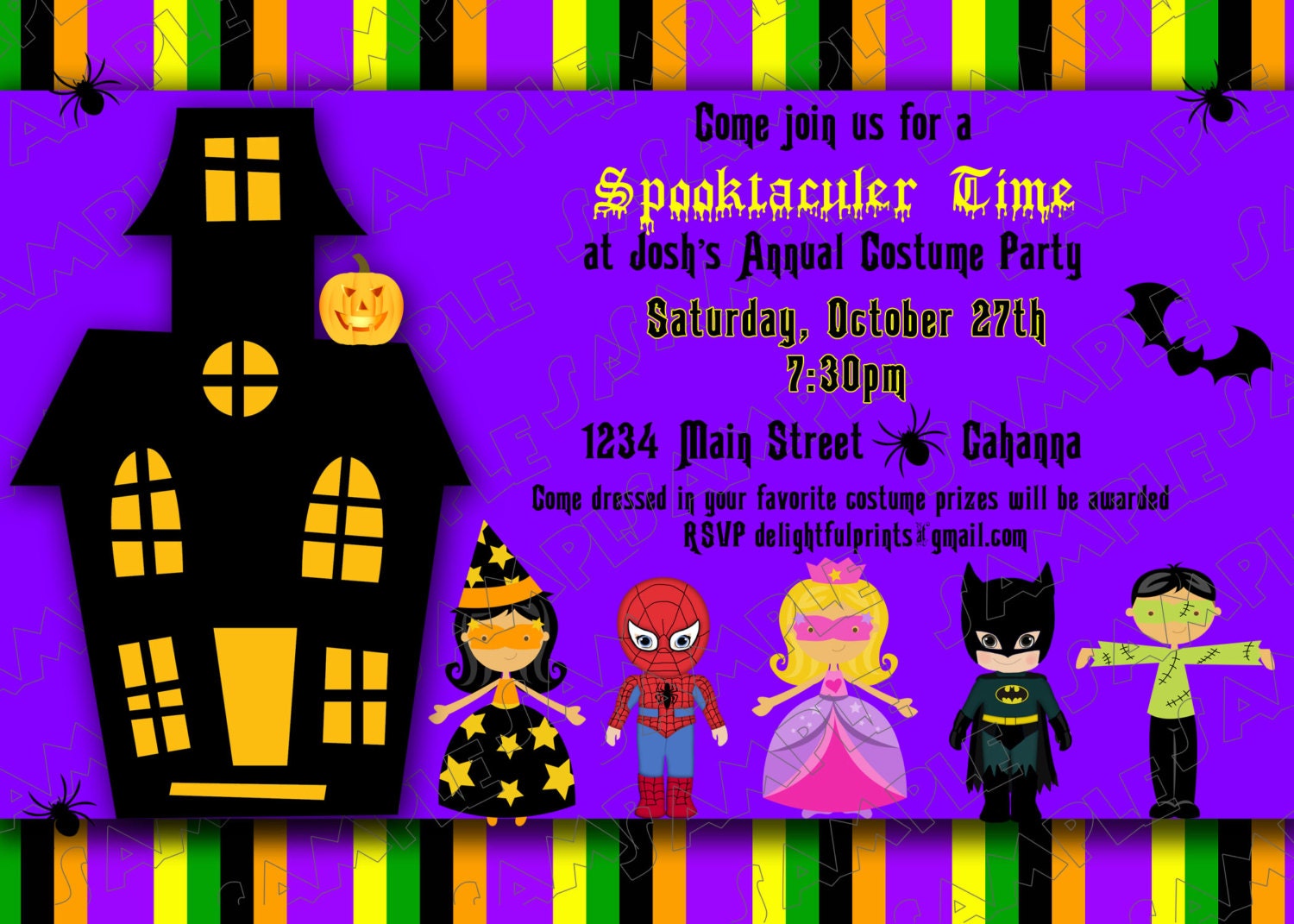 Halloween party kids costume invitation...DIY you print custom photo card by delightfulprints