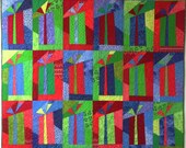 Art Quilt Lap Quilt Wall Hanging Gift Presents Red Green Blue