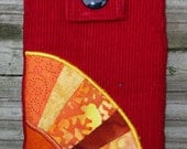 the fiery sun iPod cozy padded pouch with pocket handmade one-of-a-kind