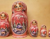 Pink Matryoshka Nesting dolls set of 5