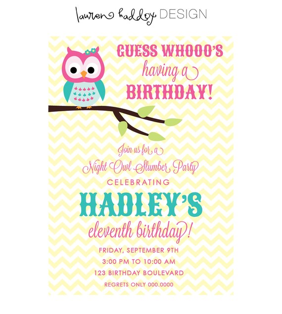 DIY, Night Owl Slumber Party INVITATION ONLY Il_570xn