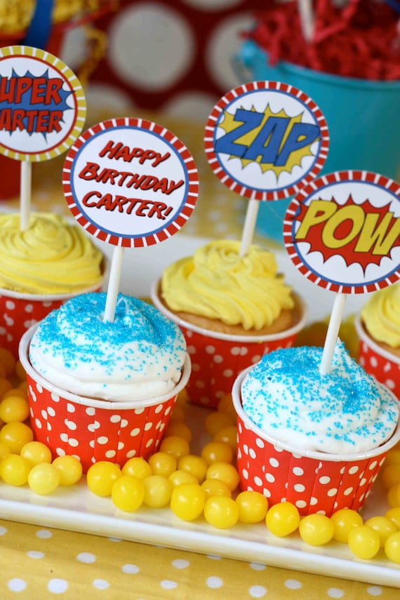 DIY Superhero Cupcake Toppers Il_570xn