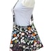 black cotton fabric shoulder bag / messenger bag / purse / diaper bag / cross body bag - adjustable strap, nature flowers
