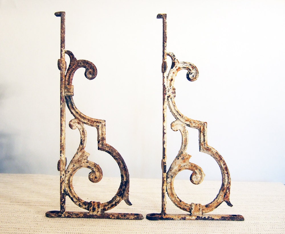 Cast Iron Wall Shelf Brackets Antique French
