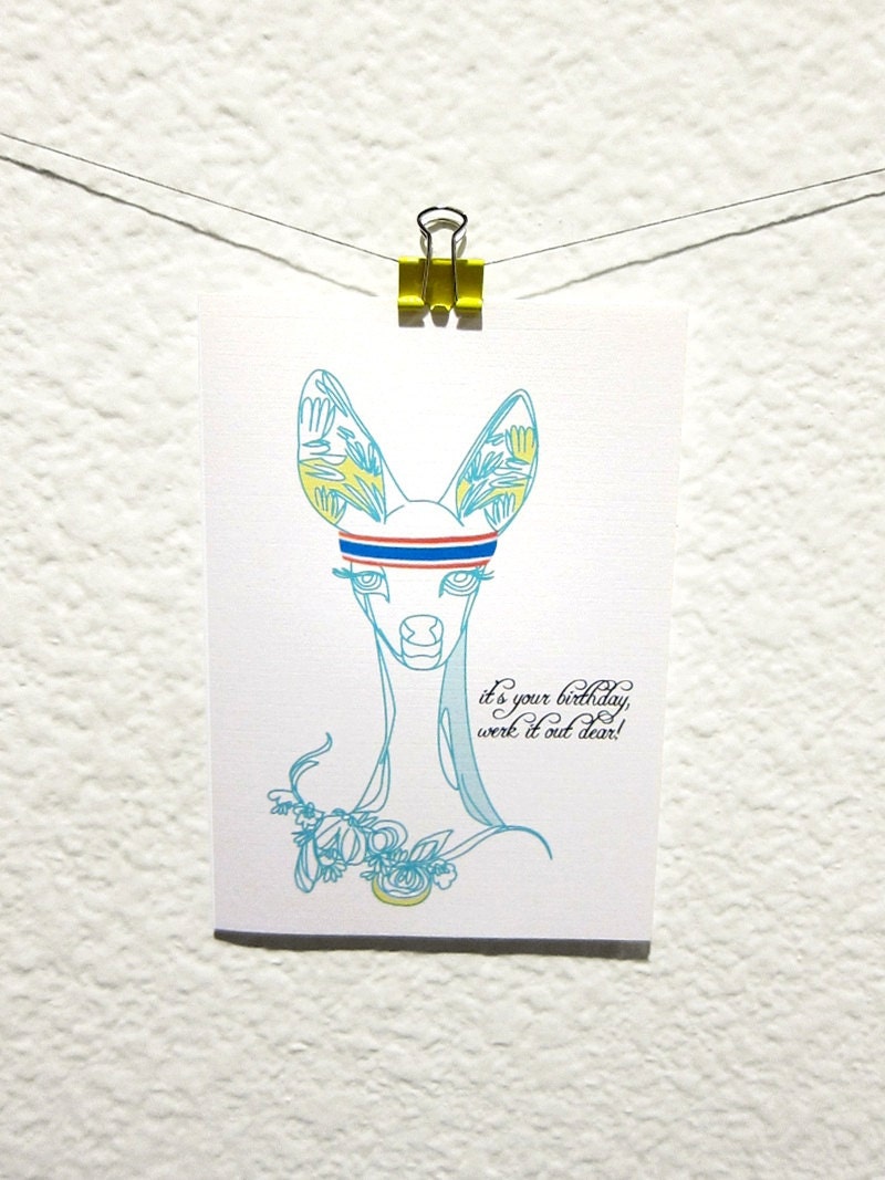 Work It Out Deer Birthday Greeting Card