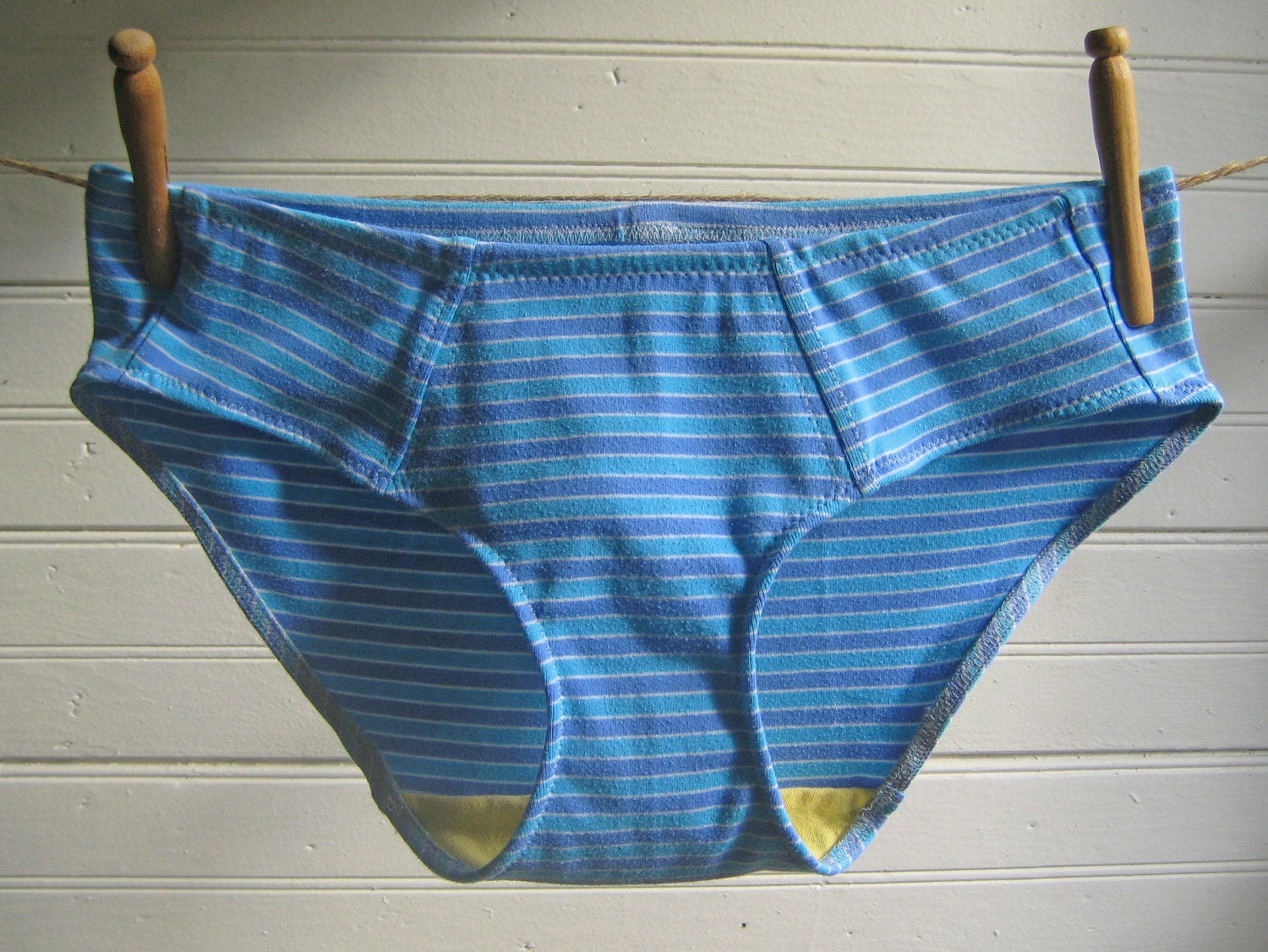 Turquoise Striped Boy-Cut Underwear - Recycled Cotton - Women's 8 - Ready to Ship