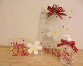 Desk gift set: Personalized with name acrylic desk name plate sign, acrylic clipboard, and hand sanitizer, any design, teachers