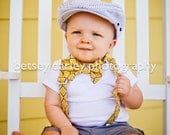 Vintage Yellow and Grey Bowtie and Suspender Set, Bowtie and Suspender set for newborn, toddler and boys